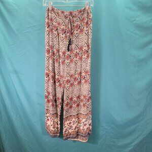 Angie Womens Boho Print Wide Leg Pants Size S Rayon